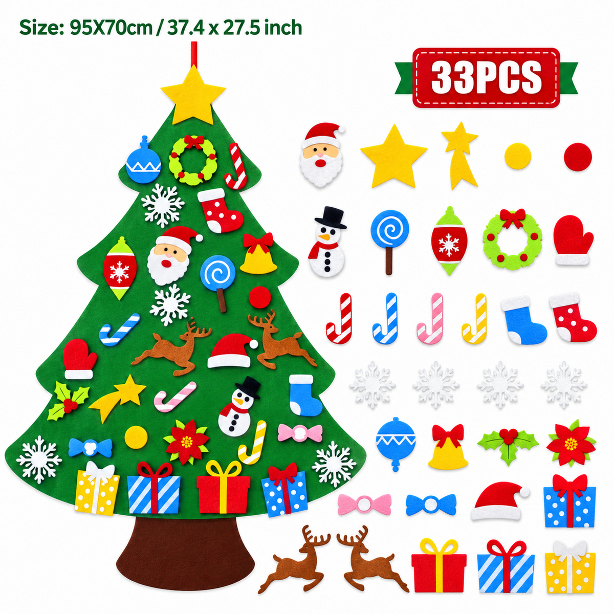 WonderTreeâą Filz-Weihnachtsbaum-Set | Kreativer, bildschirmfreier Weihnachtsspass fĂŒr Kinder