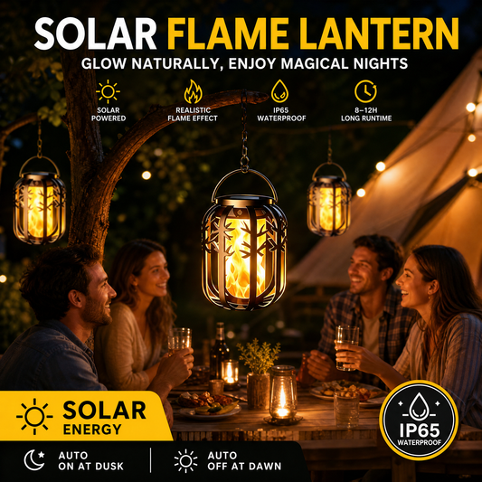 FlameViora™ Solar-Flammenlaterne – Realistisches Flackerlicht für gemütliche Außenbereiche
