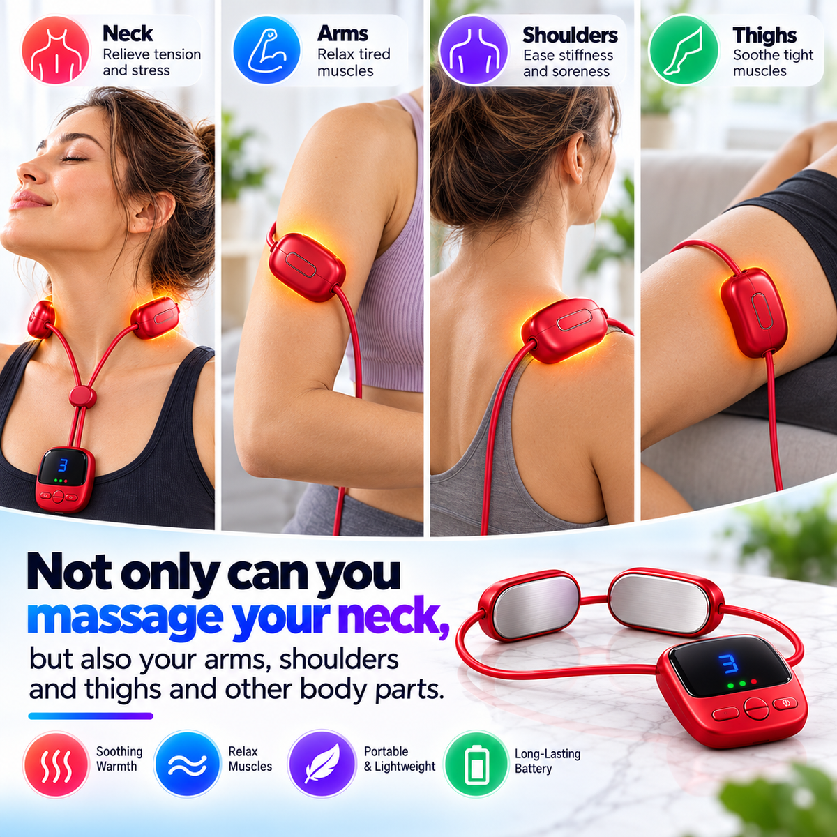 Nexora™ Nackenmassagegerät – Wohltuende Wärme & entspannende Massage für jeden Tag