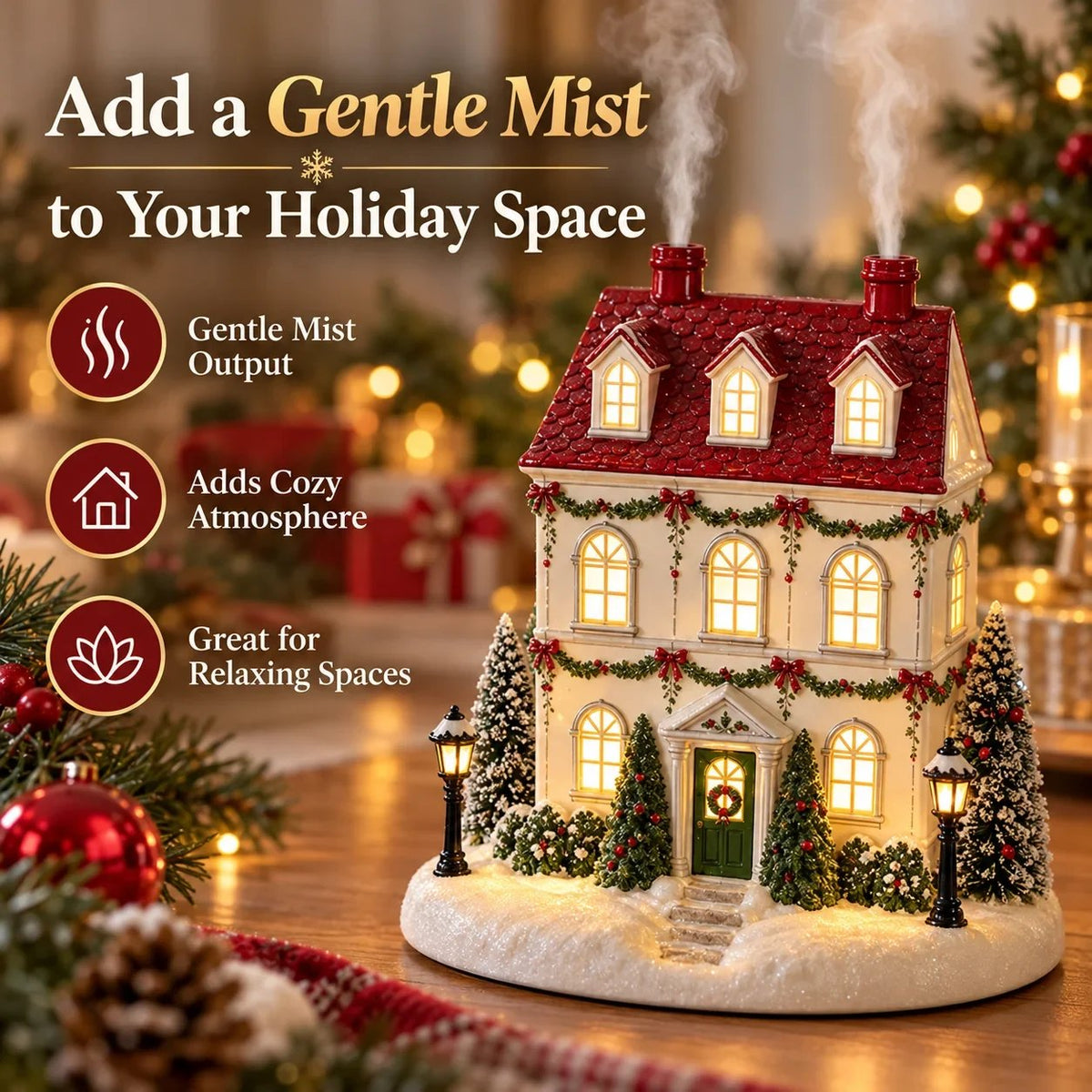 MistelGlow™ Weihnachtshaus-Diffusor | Festliches Licht & sanfter Nebel