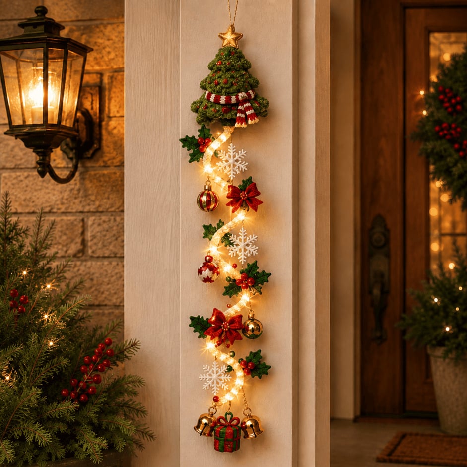 MerryCascade™ | Leuchtender Weihnachts-Türhänger | Warmer Lichterglanz & Festliche Eingangsd ekoration