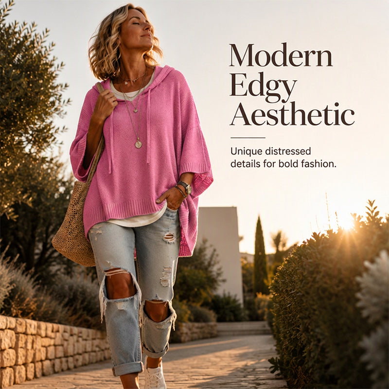 VintaKnit™ Damen-Strick-Hoodie im Vintage-Look – Kuscheliger Komfort & lässiger Oversized-Style