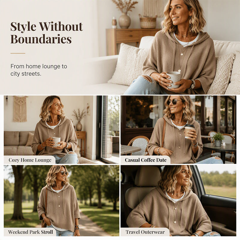 VintaKnit™ Damen-Strick-Hoodie im Vintage-Look – Kuscheliger Komfort & lässiger Oversized-Style