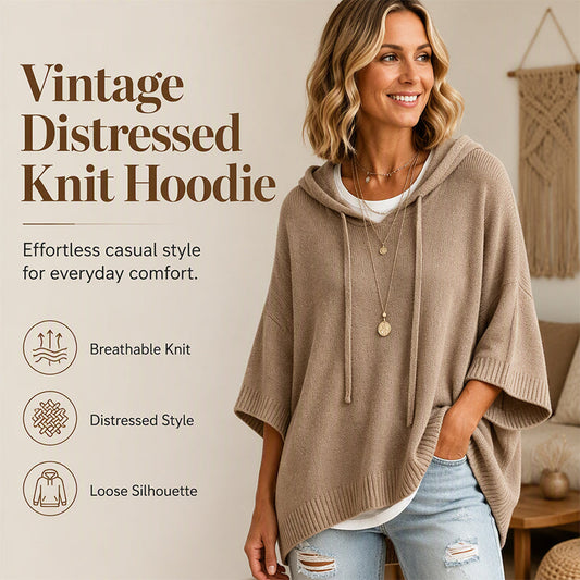 VintaKnit™ Damen-Strick-Hoodie im Vintage-Look – Kuscheliger Komfort & lässiger Oversized-Style