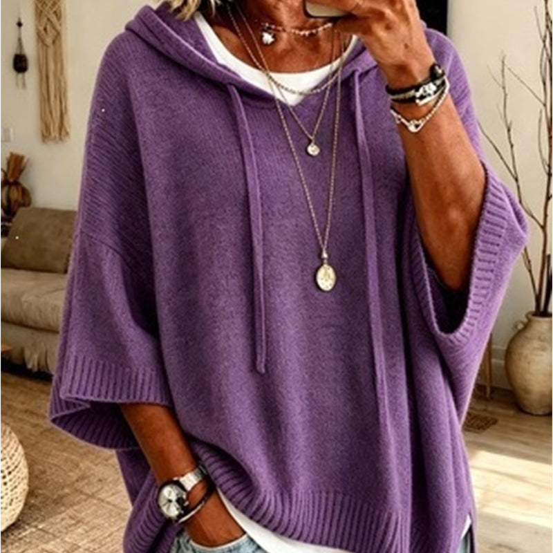 VintaKnit™ Damen-Strick-Hoodie im Vintage-Look – Kuscheliger Komfort & lässiger Oversized-Style