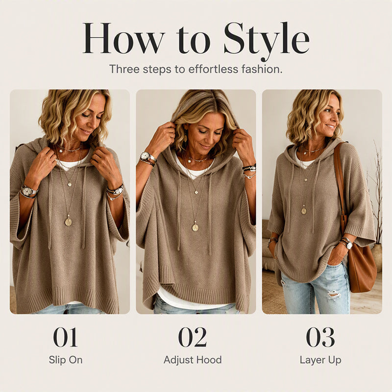 VintaKnit™ Damen-Strick-Hoodie im Vintage-Look – Kuscheliger Komfort & lässiger Oversized-Style