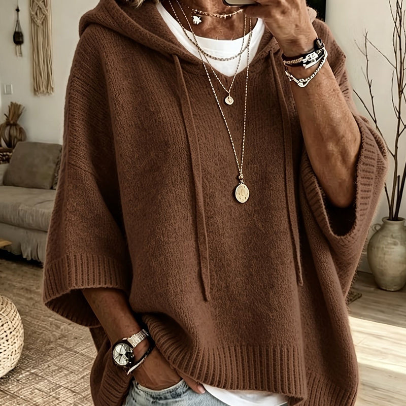 VintaKnit™ Damen-Strick-Hoodie im Vintage-Look – Kuscheliger Komfort & lässiger Oversized-Style