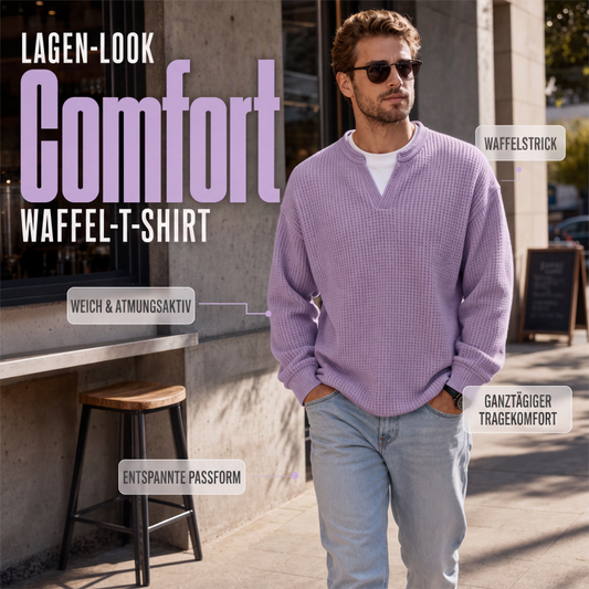 Waffeluxe™ Herren-Langarmshirt im Layer-Look – Strukturierter Waffelstoff & lässiger Style